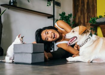 A Woman Doing Yoga at Home
