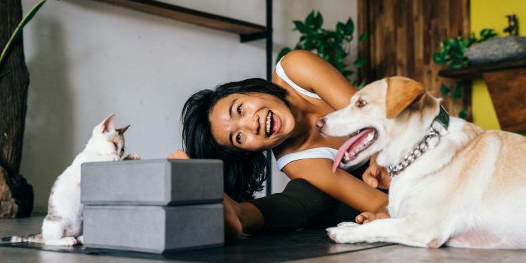 A Woman Doing Yoga at Home